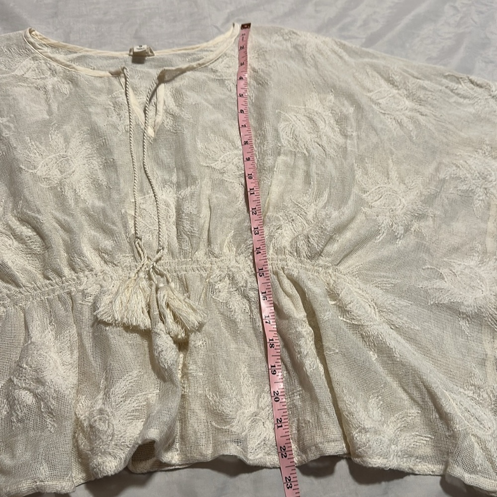 Anthropologie Lace Crochet Boho Top Cinch Waist Sz S - Picture 5 of 8